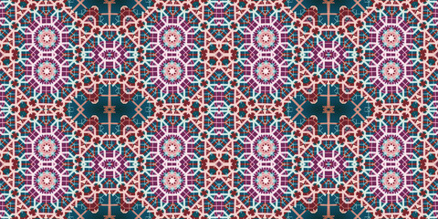 Seamless kaleidoscope pattern. The texture of the woven pattern. Endless pattern