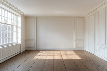 A large white wall in an art gallery