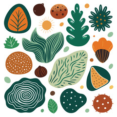 set of hand drawn organic textured shapes