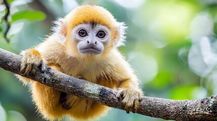 Naklejka premium Langur perched on a tree branch in a Thai forest in the afternoon. generative ai