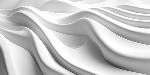Obraz premium Smooth white waves in an abstract minimalist 3D background