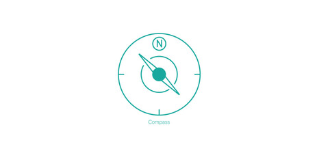 Vector Icon of Compass for Navigation and Direction Outdoors