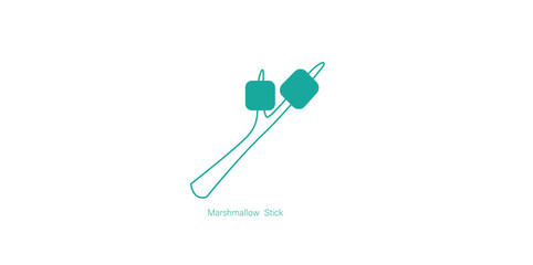 Vector Icon of Marshmallow Stick for Outdoor Camping and Bonfires