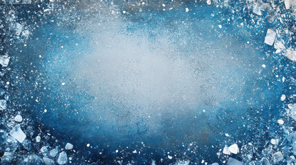 Fototapeta premium Blue and Silver Decor with Snowy Center Space
