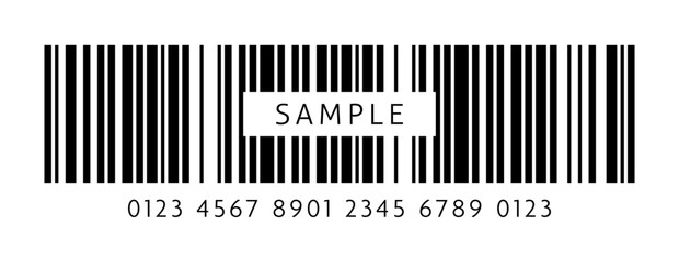 SAMPLEの文字と24桁のcode 128のバーコードのダミー素材 - シンプルなサンプル画像用のイラスト