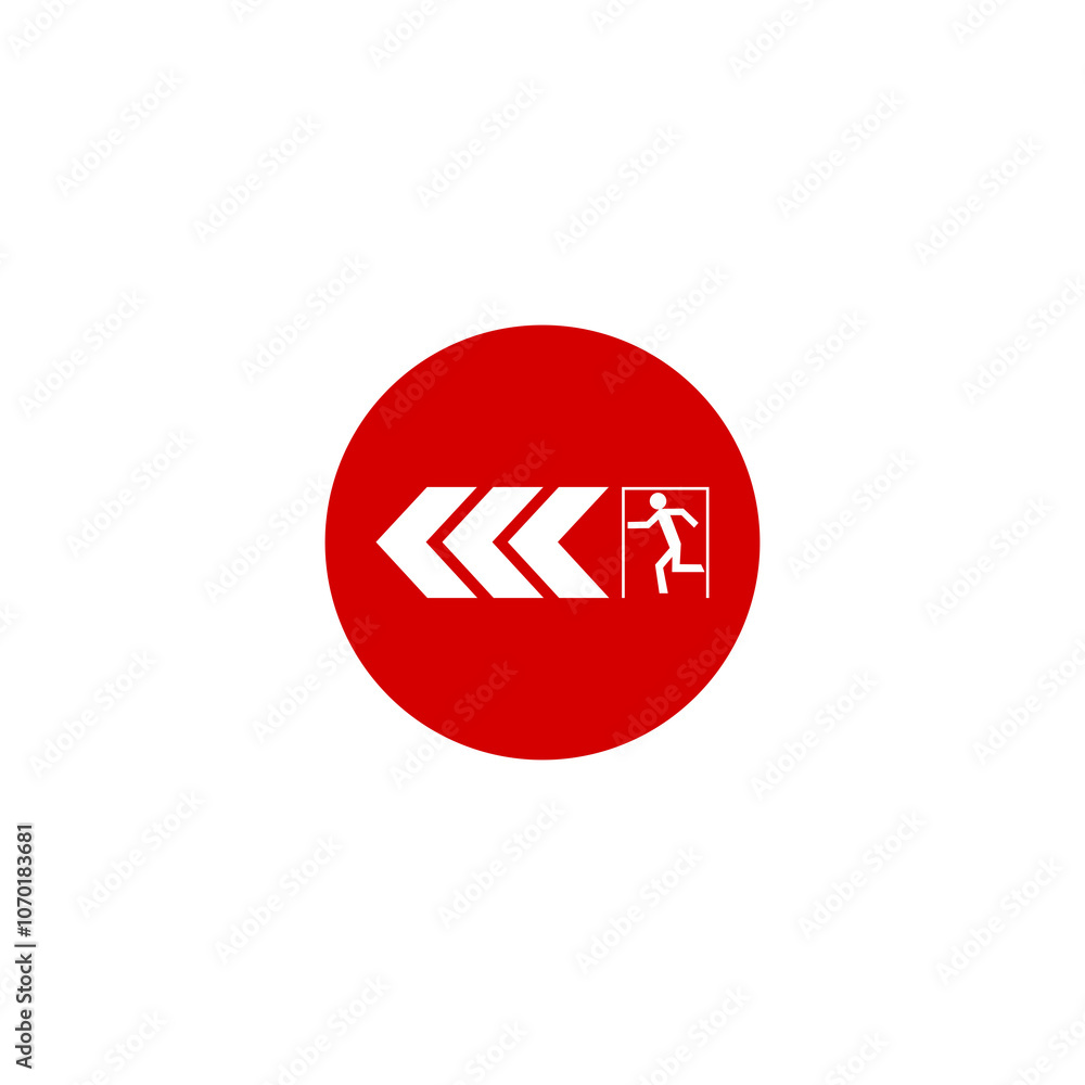 Poster exit door circle icon isolated on transparent background
