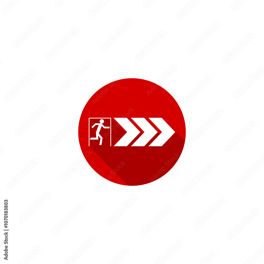 Poster exit door circle icon isolated on transparent background