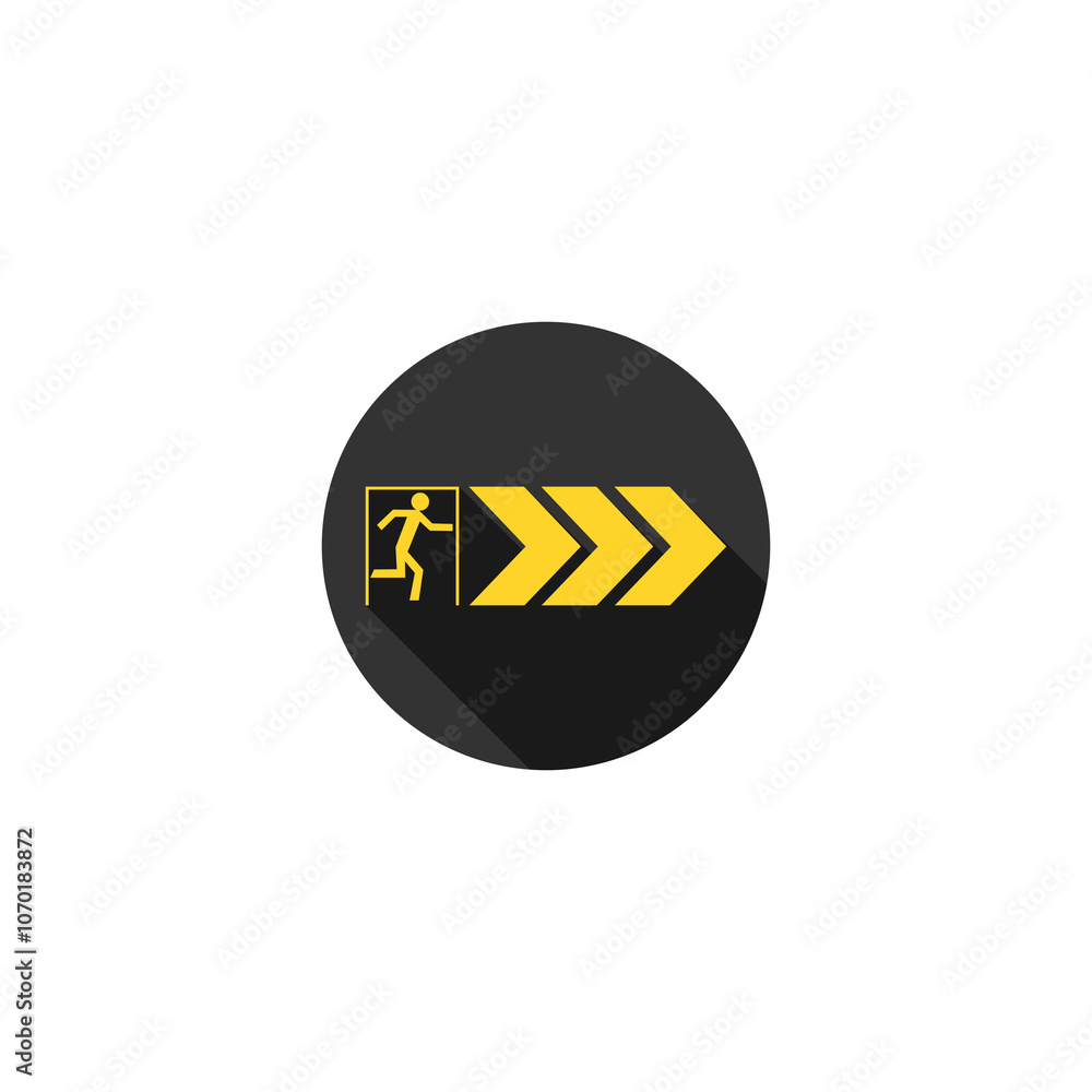 Poster exit door circle icon isolated on transparent background
