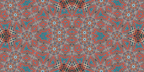 Seamless kaleidoscope pattern. The texture of the woven pattern. Endless pattern