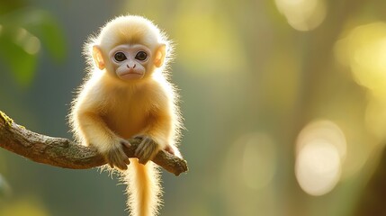Obraz premium Langur perched on a tree branch in a Thai forest in the afternoon. generative ai