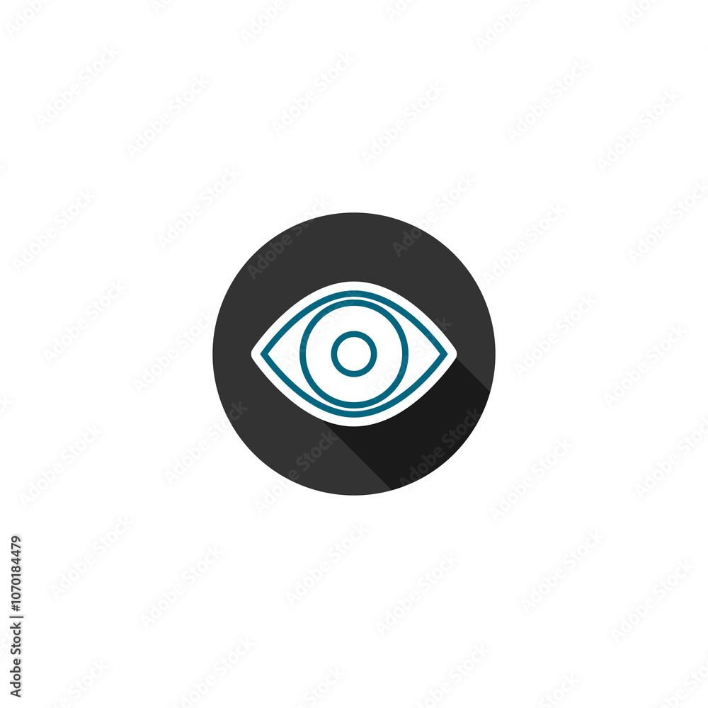 Poster eye circle with long shadow icon isolated on transparent background