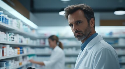 Fototapeta premium The Pharmacist in Drugstore
