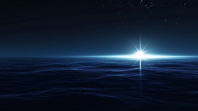 Star shines in dark sky, vast solitude, soft glowing ambiance. AI generated