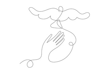 Line Art Hand Illustration. One Continuous Outline Curve Hand Drawn Sketch. Editable Vector Wavy Stroke. Flexible Drawn Line Form Trendy Modern Design. 