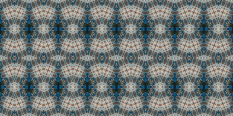 Fototapeta premium Seamless kaleidoscope pattern. The texture of the woven pattern. Endless pattern