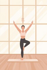 Naklejka premium Woman in yoga pose with peaceful ambiance