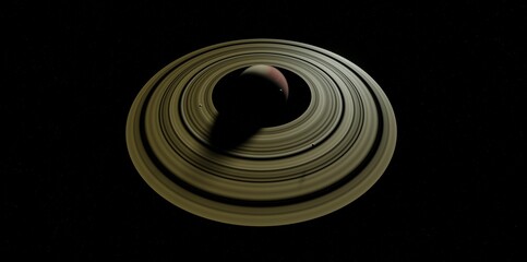 3d representation of gaseous planet with vast rings