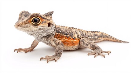 Obraz premium Striking Lizard: A Close-Up Portrait on White