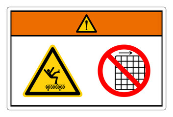 Warning Fall Hazard From Conveyor Do Not Remove Guard Symbol Sign, Vector Illustration, Isolate On White Background Label .EPS10