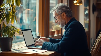 The Man Using Laptop Comfortably