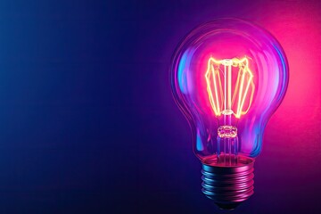 This is a closeup view of a purple light bulb set against a dark background