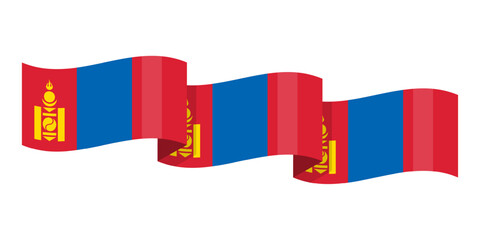 Vector illustration of wavy Mongolia flag on transparent background