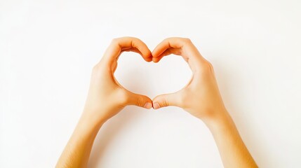 Obraz premium Hands forming heart shape on white background