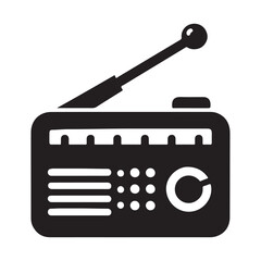 Radio icon vector , Radio and Communication Equipment, Vintage radio silhouette isolated on white background