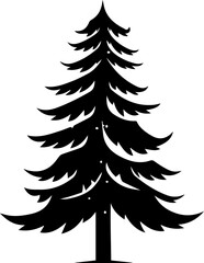 Obraz premium Minimalist Fir Tree Icon in Black Silhouette for Outdoor and Seasonal Art