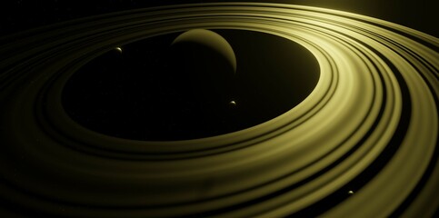 3d representation panoramic image of a planetary system
