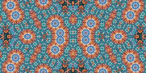 Seamless kaleidoscope pattern. The texture of the woven pattern. Endless pattern
