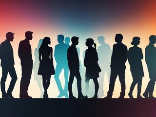 Silhouettes of People in a Crowd