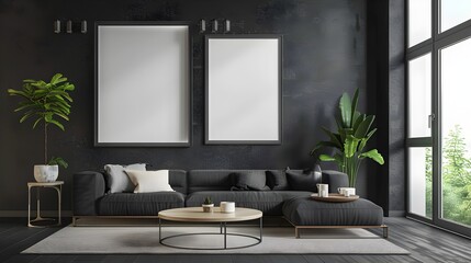 Sophisticated Black Wooden Living Room with Simple Decor and Clean Minimalist Interior