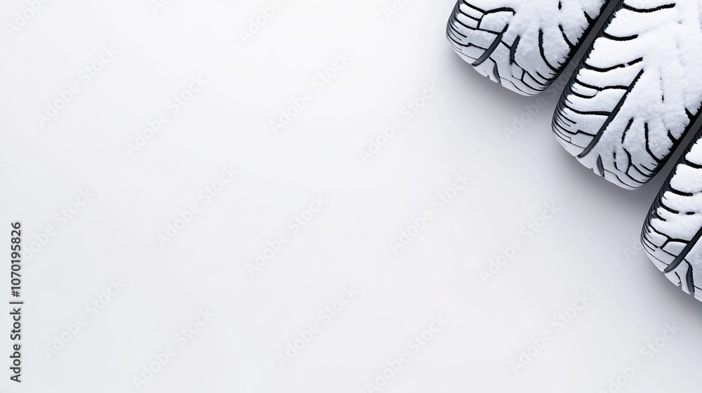 Poster artistic tire tracks on a white surface with unique car graphics text for creative web design and ad