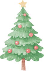 Festive Watercolor Christmas Tree Holiday Decor Winter Illustration