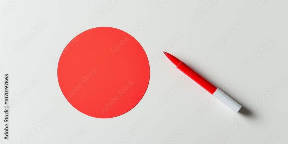 Aufkleber a red circle is drawn on a white background. concept of creativity and playfulness, as the circle an