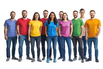 Fototapeta premium People in colorful shirts are standing next to each other