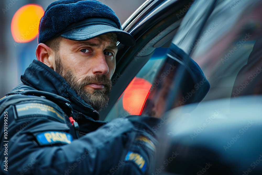 Poster a policeman cop in uniform generative ai image
