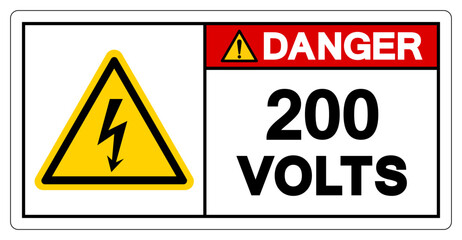 Danger 200 Volts Tag Symbol Sign,Vector Illustration, Isolate On White Background Label. EPS10