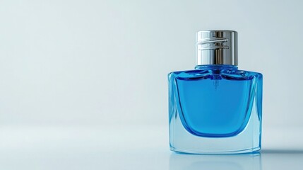Isolated image of an empty blue nail polish bottle on a white background, highlighting the design of the blue nail polish bottle with ample copy space for your creative needs.
