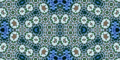 Seamless kaleidoscope pattern. The texture of the woven pattern. Endless pattern
