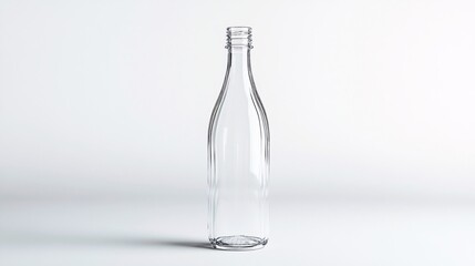 Elegant Empty Glass Bottle on White Background: A Minimalist Design Mockup