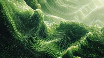 Abstract Green Waves in 3D Style