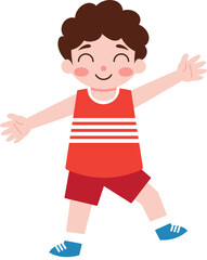 Happy Boy Kid Child Cartoon Illustration Playful Active Fun