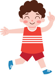 Happy Boy Running Active Kid Child Illustration Sports Cartoon