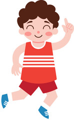 Happy Boy Running Active Child Cartoon Illustration