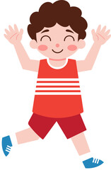 Happy Kid Running Jumping Active Child Illustration