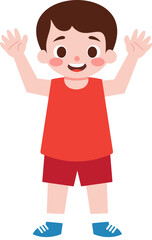 Happy Jumping Boy Cartoon Illustration Kids Fun Child Play Active Child