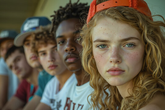 A group of young people sitting next to each other
