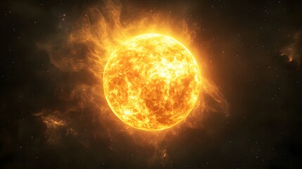 Fototapeta premium A Bright Star in a Black Sky with Surrounding Nebula